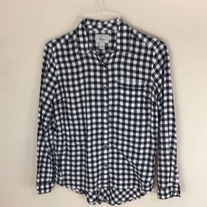 Bass Black and White Cotton Plaid Checked Button Up Shirt Top Size Small